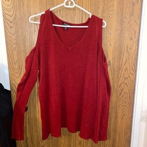 2x red top with cold shoulder